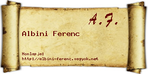 Albini Ferenc névjegykártya